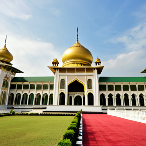 Home 17 **Image Prompt:** "A grand view of Istana Nurul Iman, the Sultan's palace, showcasing its opulent architecture, with subtle Islamic design elements visible. Capture the essence of royal Brunei."