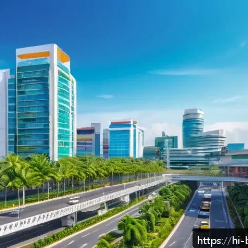 브루나이의 기술 혁신 - A vibrant digital smart city scene in Brunei featuring modern IoT-based infrastructure: smart traffi...