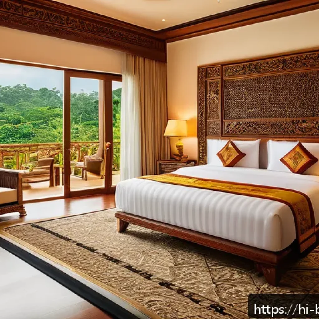 브루나이 고급 호텔 추천 - A luxurious Brunei hotel suite featuring a harmonious blend of traditional Bruneian artistry and mod...