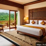 브루나이 고급 호텔 추천 - A luxurious Brunei hotel suite featuring a harmonious blend of traditional Bruneian artistry and mod...