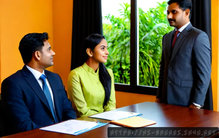 Home 17 브루나이 이민 규정 - Photorealistic immigration consultation scene for a Hindi-speaking Indian family planning a move to ...